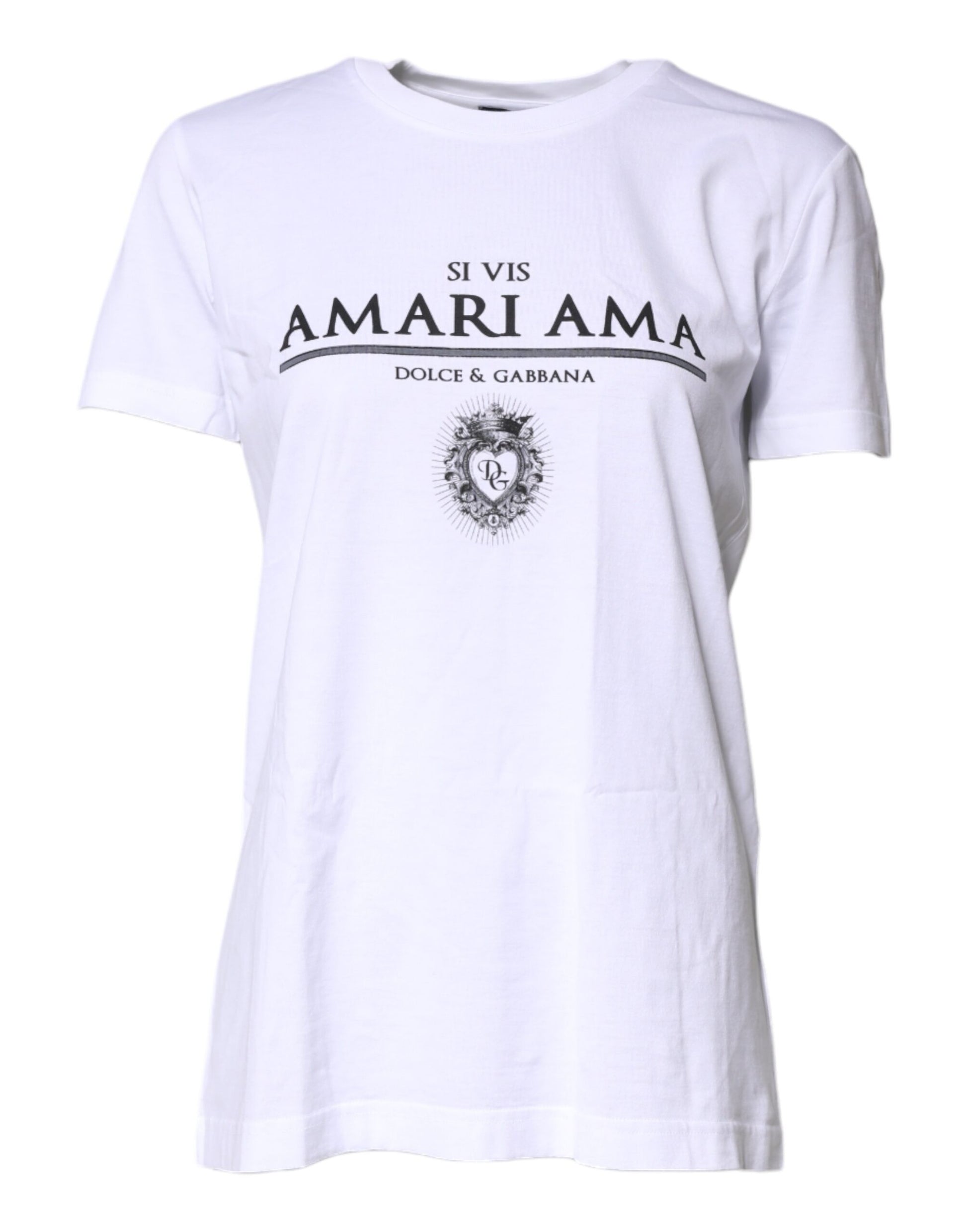 Dolce & Gabbana White Cotton Printed Round Neck Top T-shirt Dolce & Gabbana