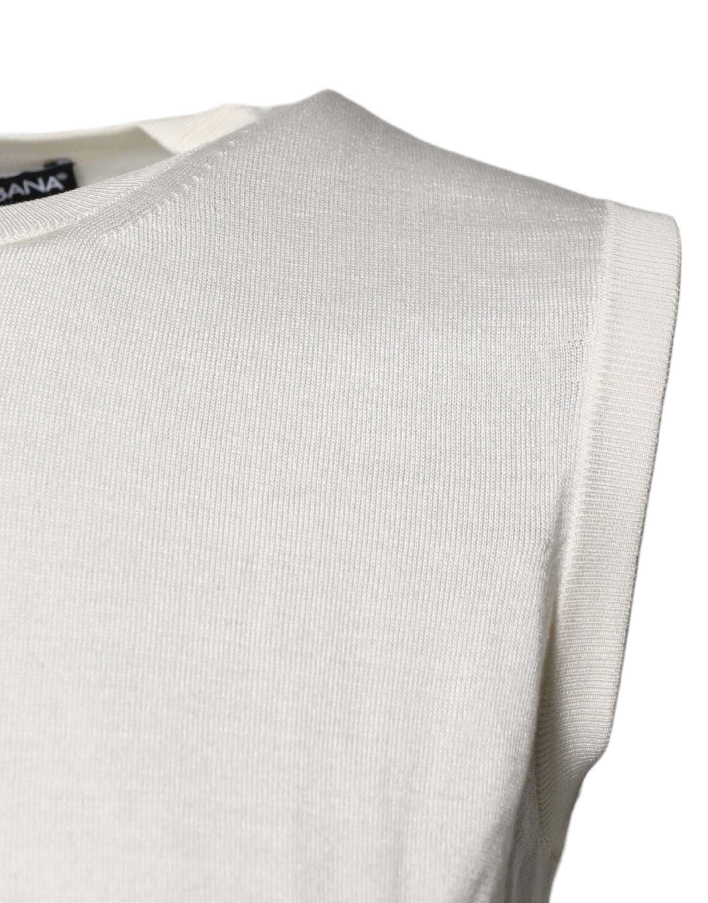 Dolce & Gabbana Cream Sleeveless Silk Round Neck Tank Top Dolce & Gabbana