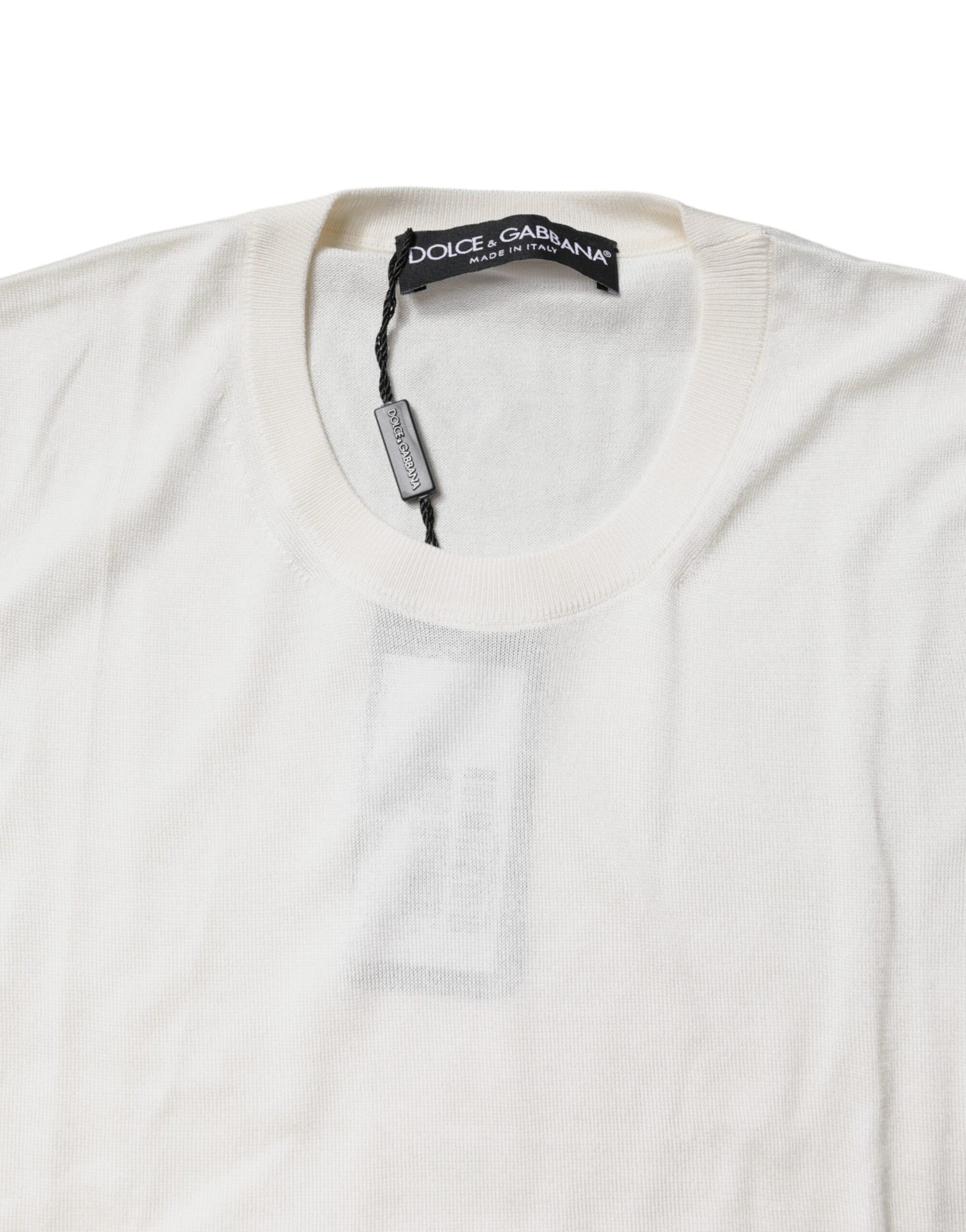 Dolce & Gabbana Cream Sleeveless Silk Round Neck Tank Top Dolce & Gabbana