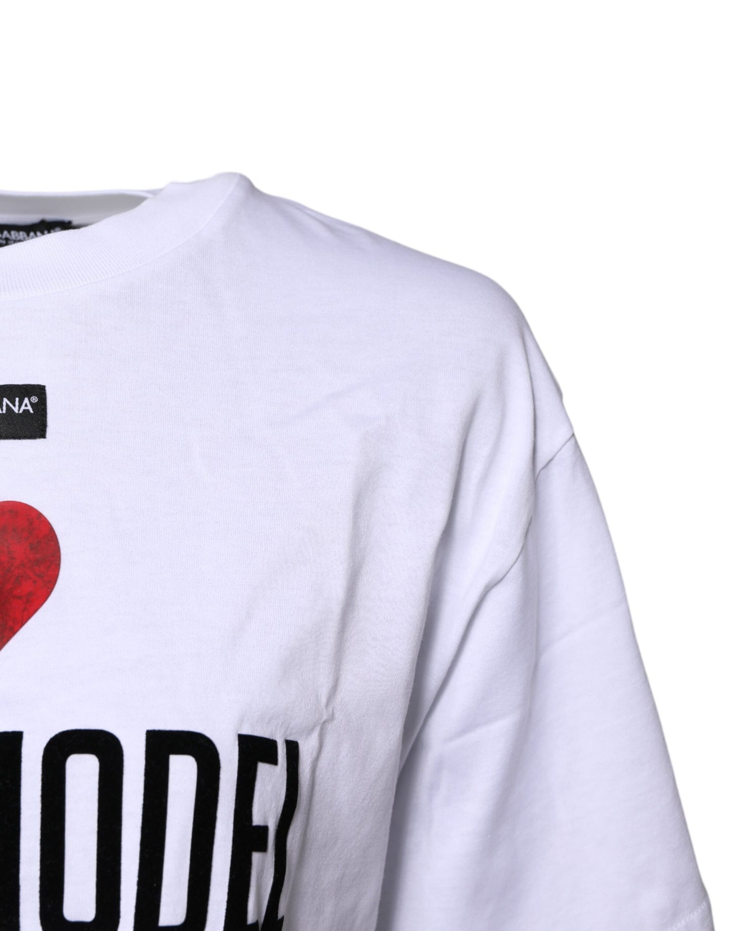 Dolce & Gabbana White Printed Round Neck Top Cotton T-shirt Dolce & Gabbana
