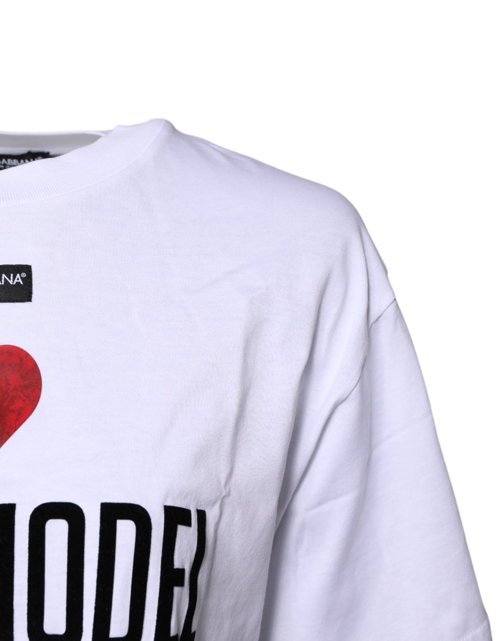 Dolce & Gabbana White Printed Round Neck Top Cotton T-shirt Dolce & Gabbana