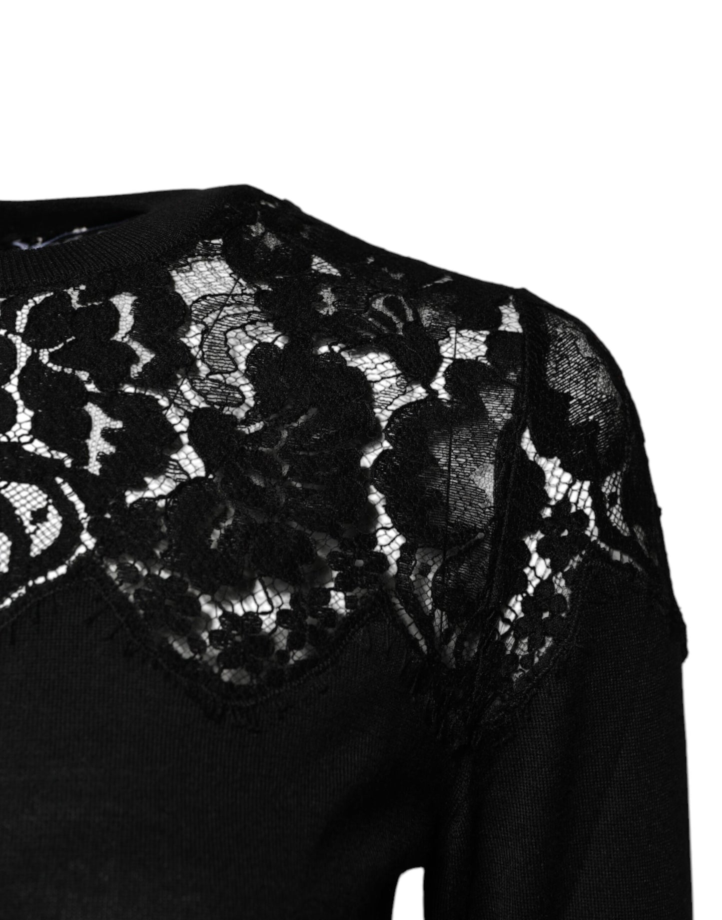 Dolce & Gabbana Black Floral Lace Long Sleeves Blouse Top Dolce & Gabbana