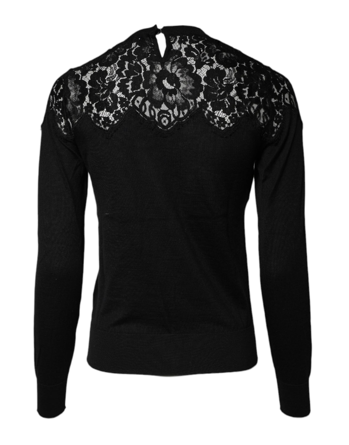 Dolce & Gabbana Black Floral Lace Long Sleeves Blouse Top Dolce & Gabbana