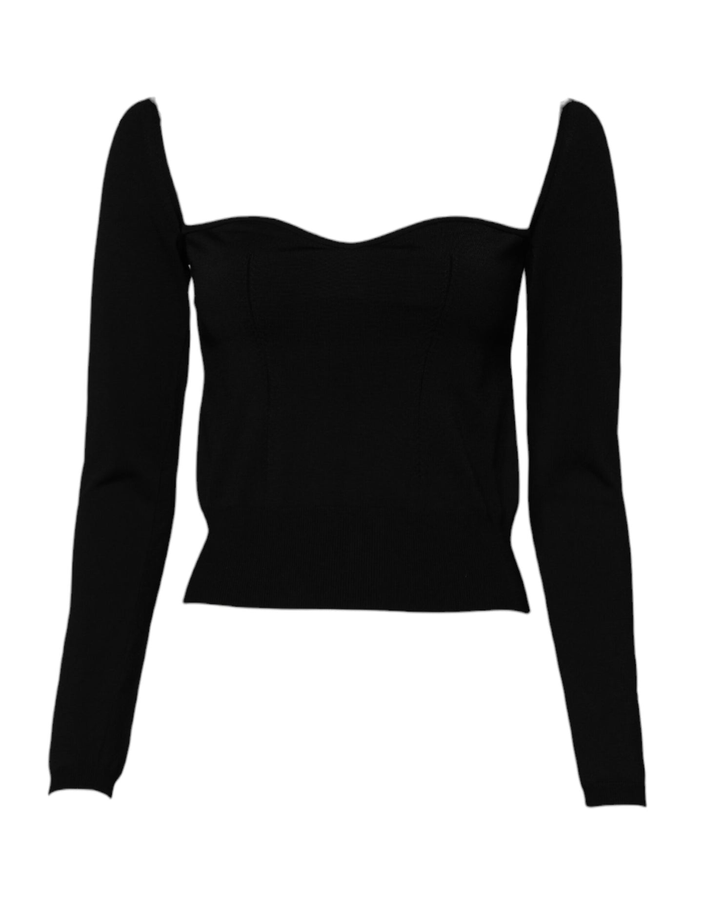 Dolce & Gabbana Black Square Neckline Long Sleeves Sweater Dolce & Gabbana