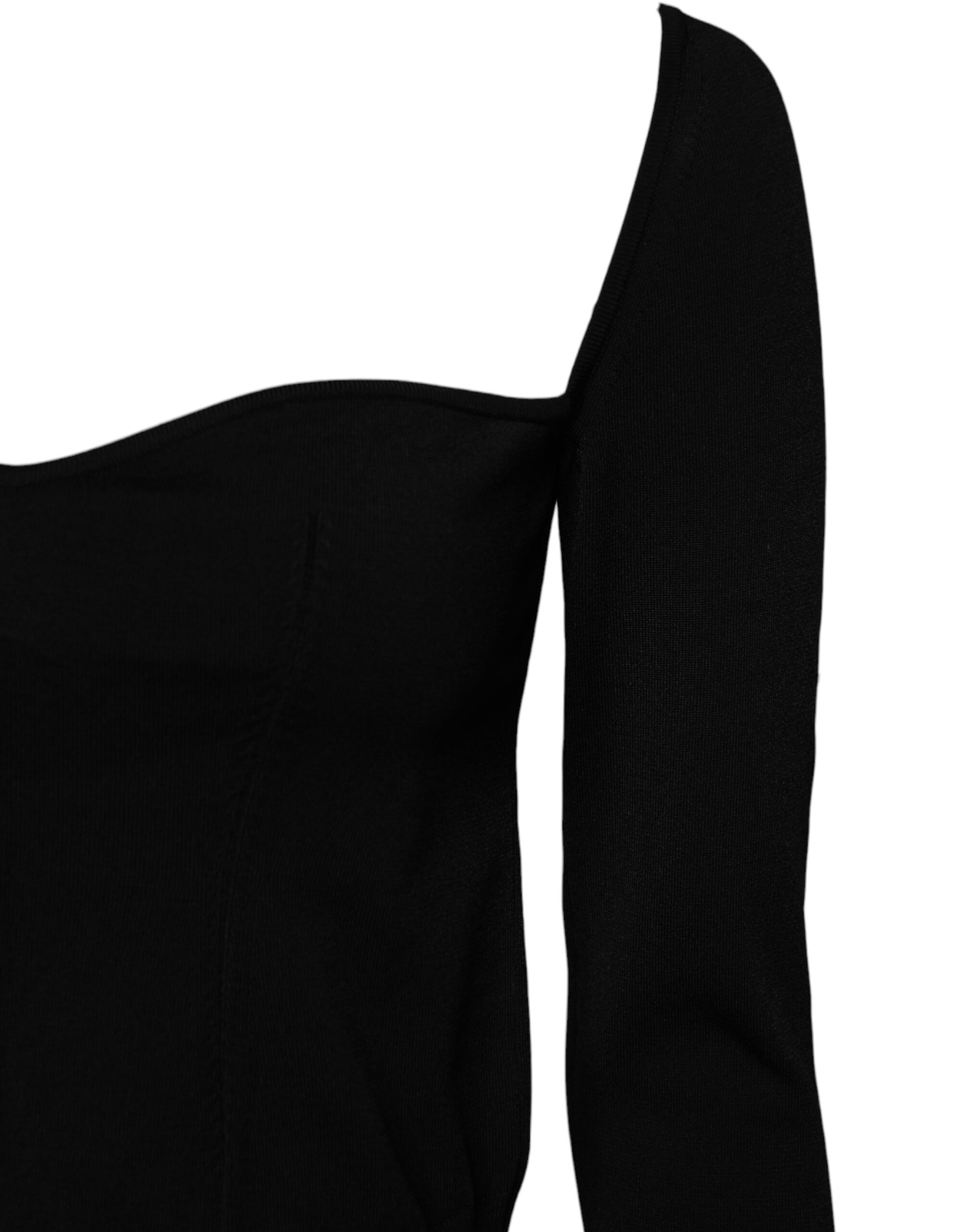 Dolce & Gabbana Black Square Neckline Long Sleeves Sweater Dolce & Gabbana