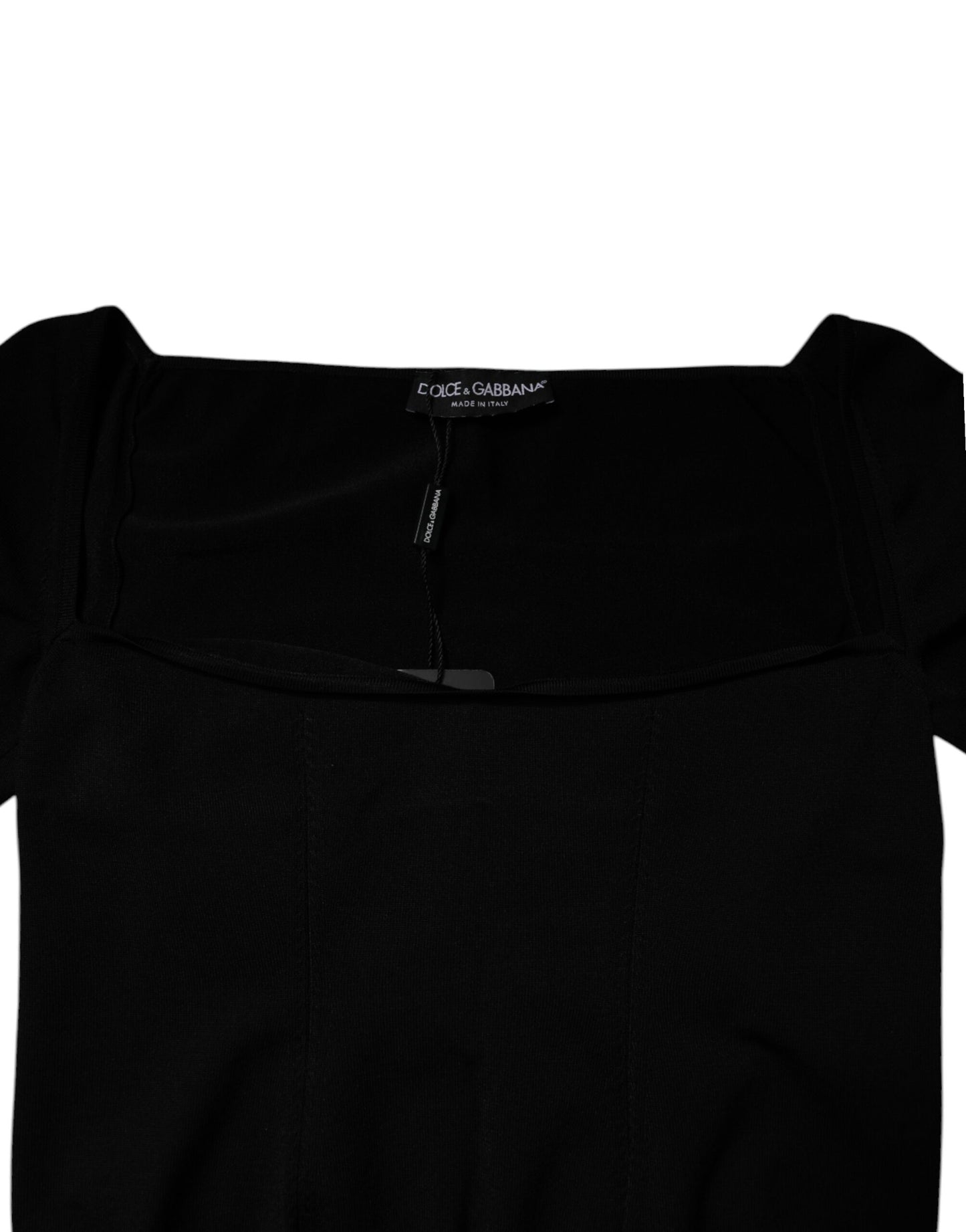 Dolce & Gabbana Black Square Neckline Long Sleeves Sweater Dolce & Gabbana