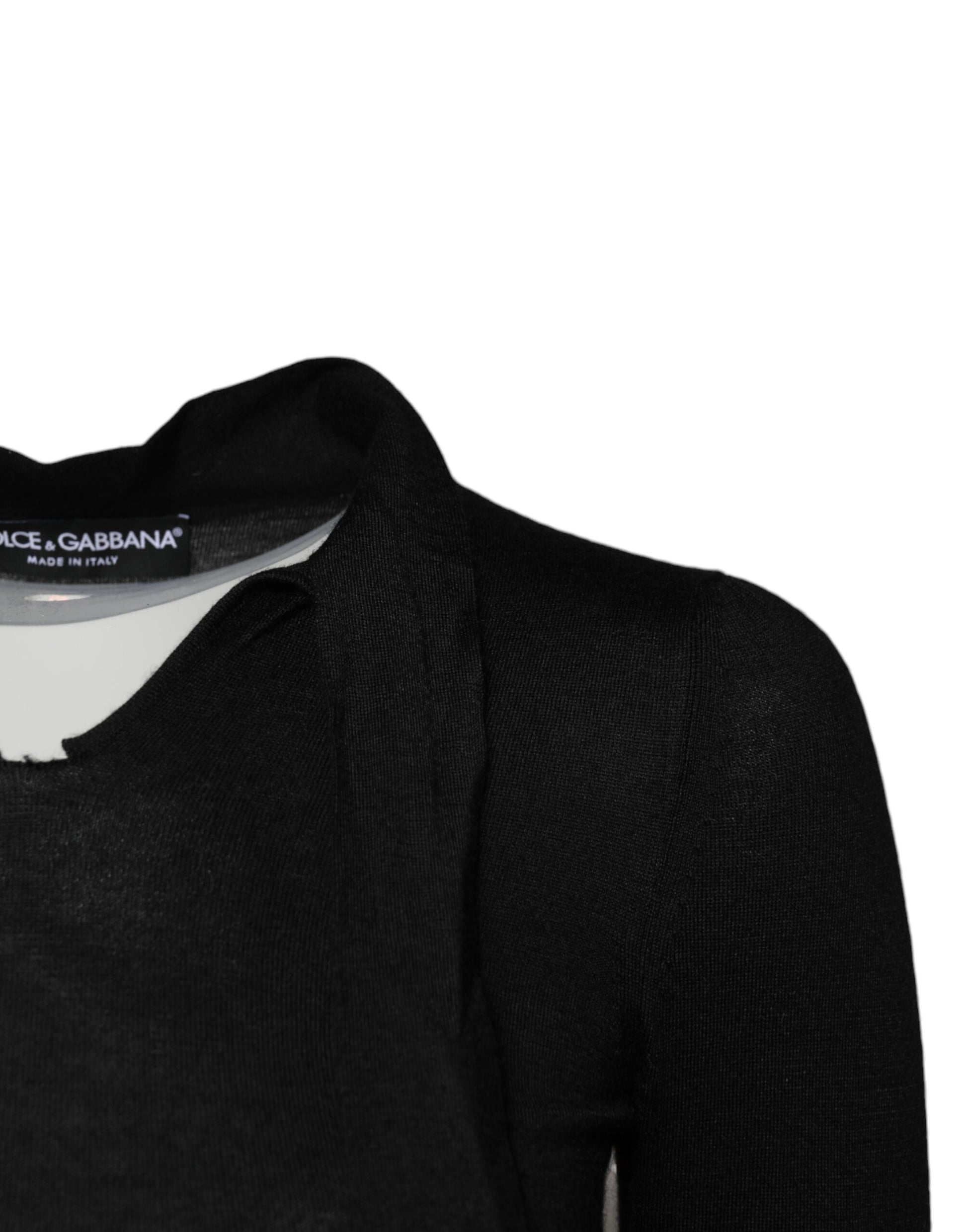 Dolce & Gabbana Black Cashmere Ascot Collar Long Sleeve Top Dolce & Gabbana