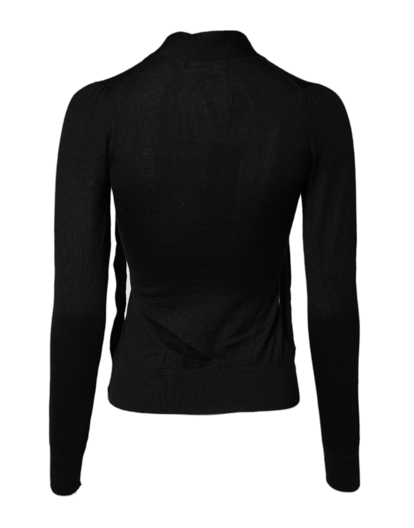 Dolce & Gabbana Black Cashmere Ascot Collar Long Sleeve Top Dolce & Gabbana