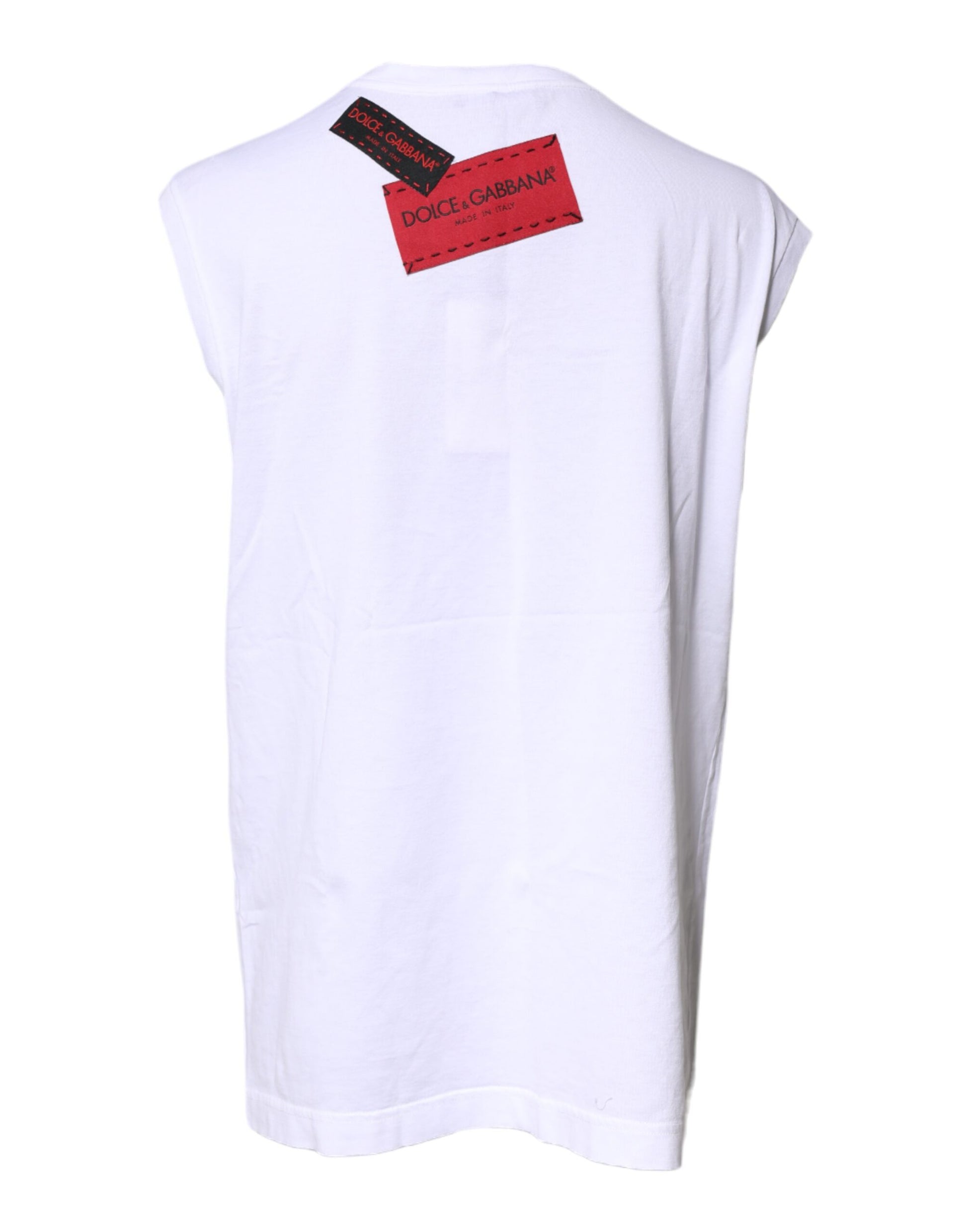 Dolce & Gabbana White Floral Graphic Print Sleeveless Tank Top Dolce & Gabbana