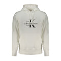 Calvin Klein white cotton men's sweater with crew neck and long sleeves, casual style, displayed on a plain background.