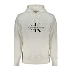 Calvin Klein white cotton men's sweater with crew neck and long sleeves, casual style, displayed on a plain background.