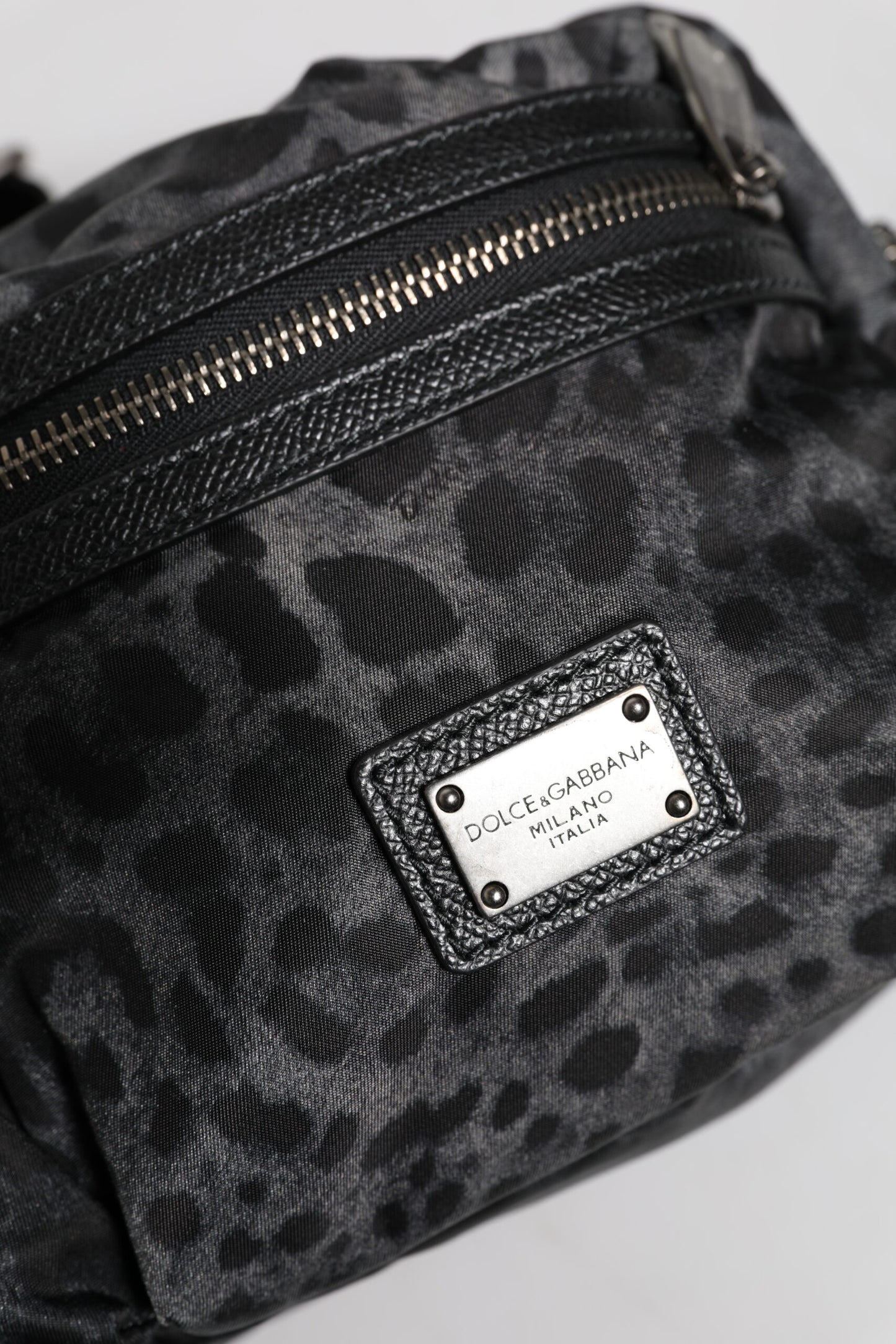 Dolce & Gabbana Black Gray Leopard DG Logo Belt Waist Fanny Pack Bag Dolce & Gabbana