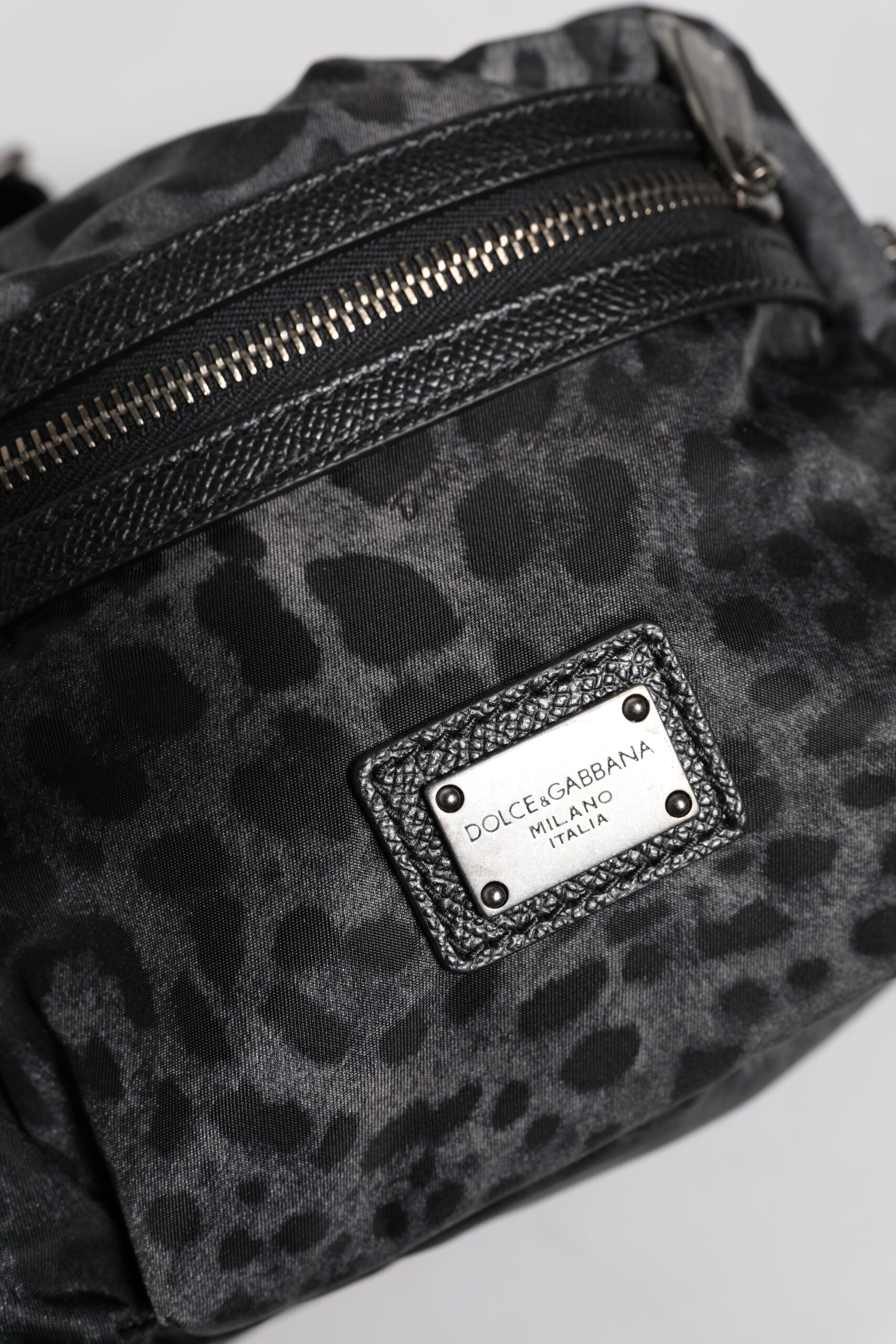 Dolce & Gabbana Black Gray Leopard DG Logo Belt Waist Fanny Pack Bag Dolce & Gabbana