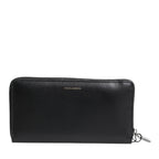 Dolce & Gabbana Black Blue Exotic Leather Embossed Continental Wallet