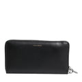 Dolce & Gabbana Black Blue Exotic Leather Embossed Continental Wallet