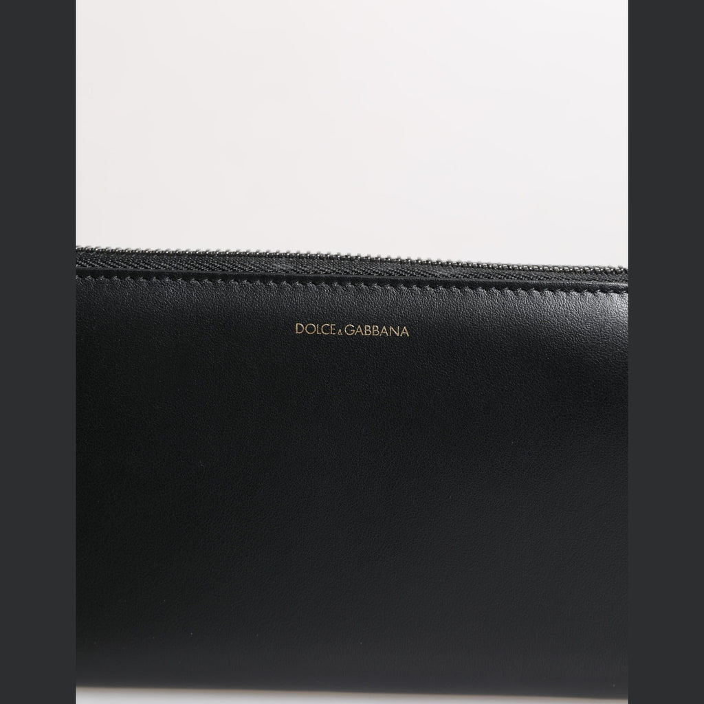 Dolce & Gabbana Black Blue Exotic Leather Embossed Continental Wallet