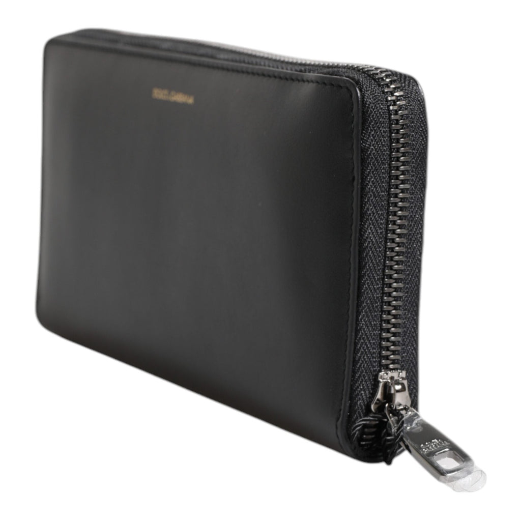Dolce & Gabbana Black Blue Exotic Leather Embossed Continental Wallet