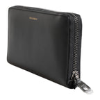Dolce & Gabbana Black Blue Exotic Leather Embossed Continental Wallet