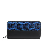 Dolce & Gabbana Black Blue Exotic Leather Embossed Continental Wallet