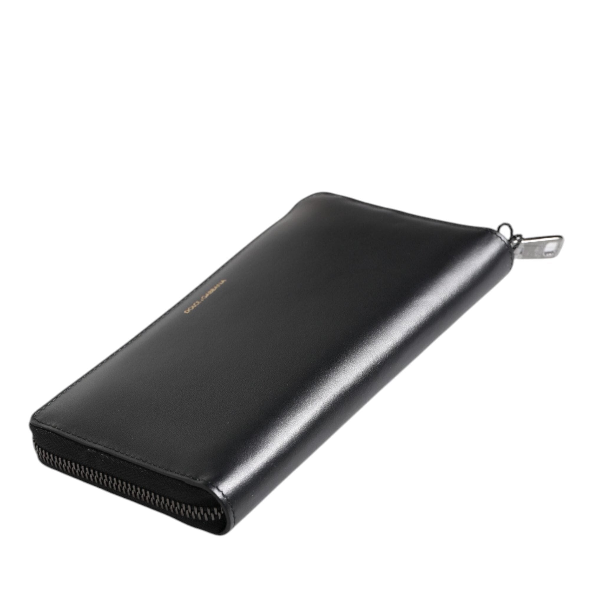 Dolce & Gabbana Black Blue Exotic Leather Embossed Continental Wallet