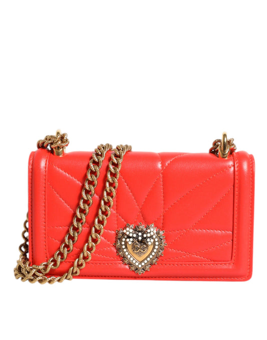 Dolce & Gabbana Red Leather Quilted Devotion Crossbody Phone Cover Bag Dolce & Gabbana