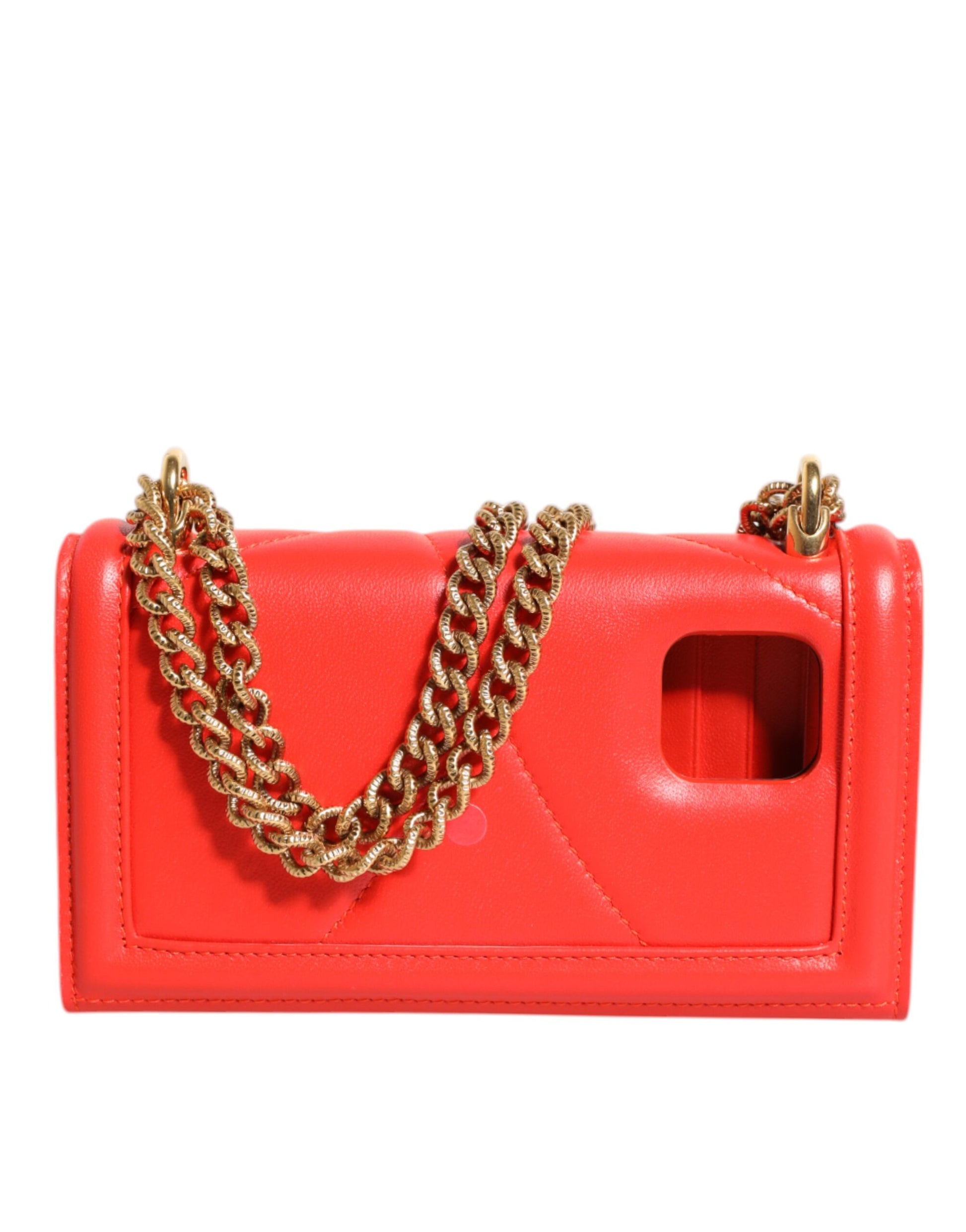 Dolce & Gabbana Red Leather Quilted Devotion Crossbody Phone Cover Bag Dolce & Gabbana