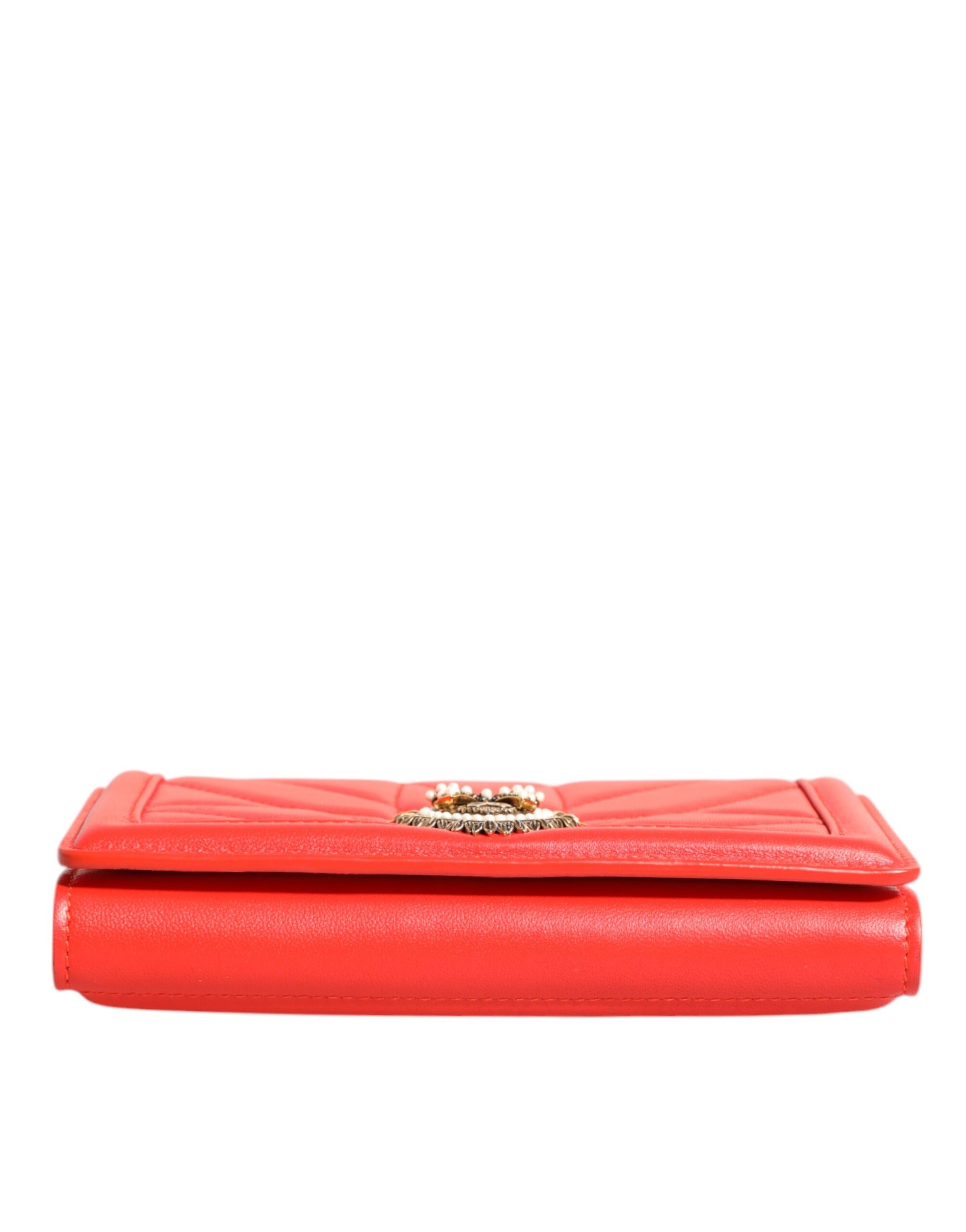 Dolce & Gabbana Red Leather Quilted Devotion Crossbody Phone Cover Bag Dolce & Gabbana