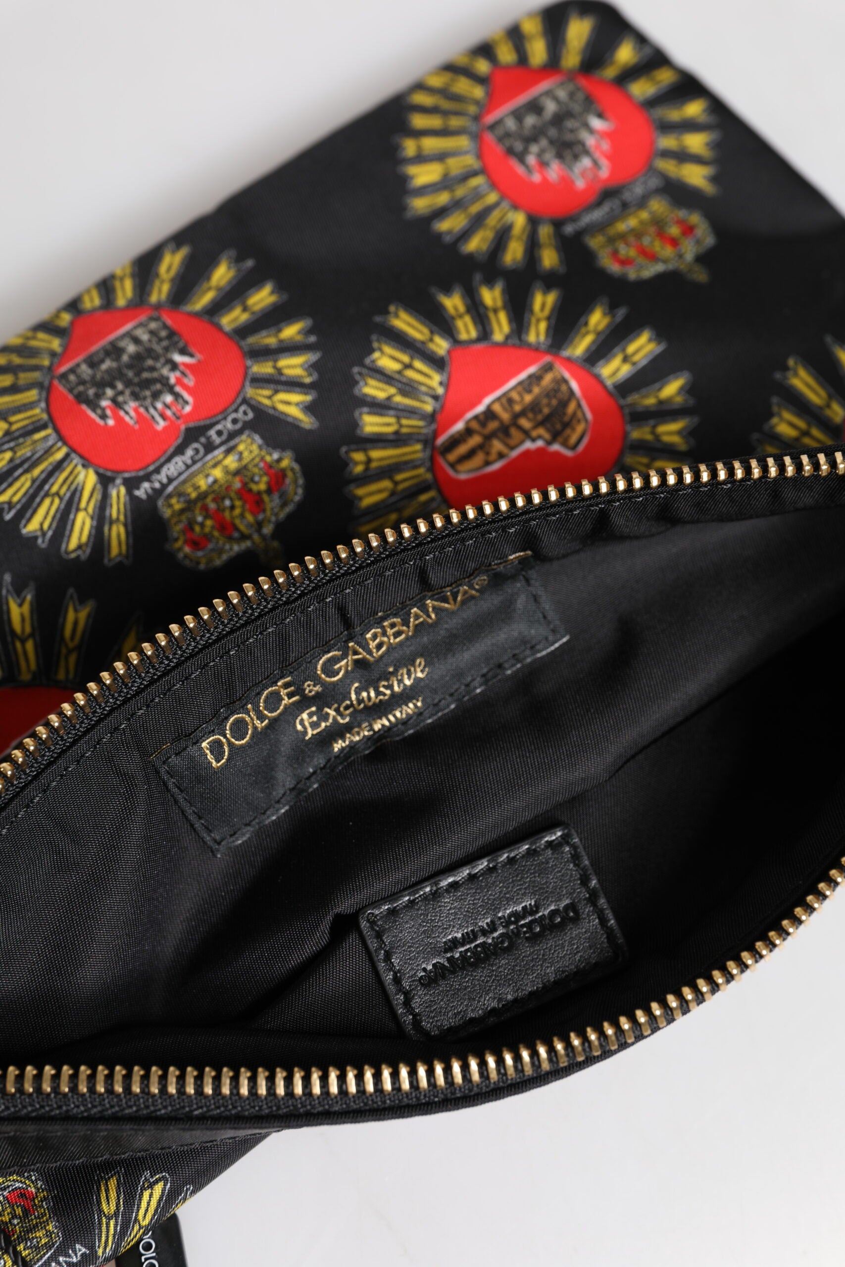 Dolce & Gabbana Black Red Nylon Sacred Heart Clutch Pouch Bag Dolce & Gabbana