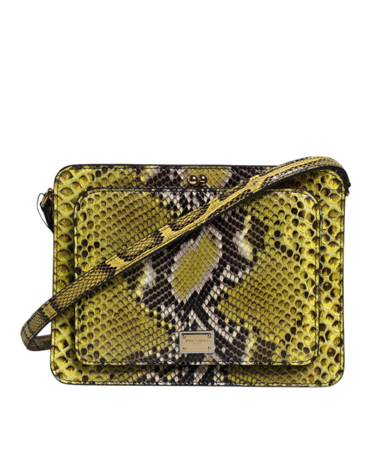 Dolce & Gabbana Green Exotic Leather DG Plaque Crossbody Clutch Bag Dolce & Gabbana