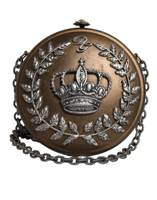 Dolce & Gabbana Gold Brass Metal DG Crown Clutch Crossbody Bag Dolce & Gabbana