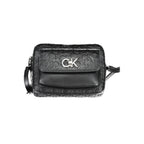 Calvin Klein black polyester women's shoulder bag with sleek design, featuring a spacious interior and minimalist style.
