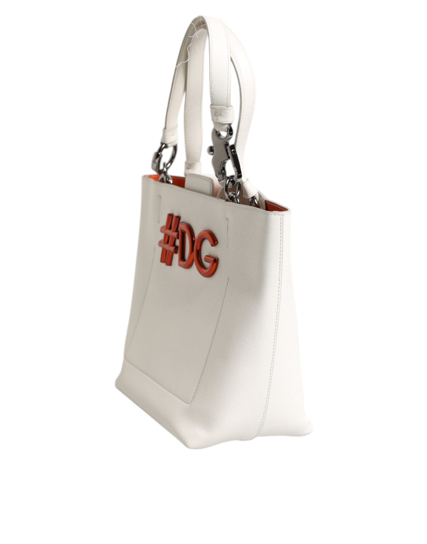 Dolce & Gabbana White Leather #DG BEATRICE Top Handle Tote Bag Dolce & Gabbana