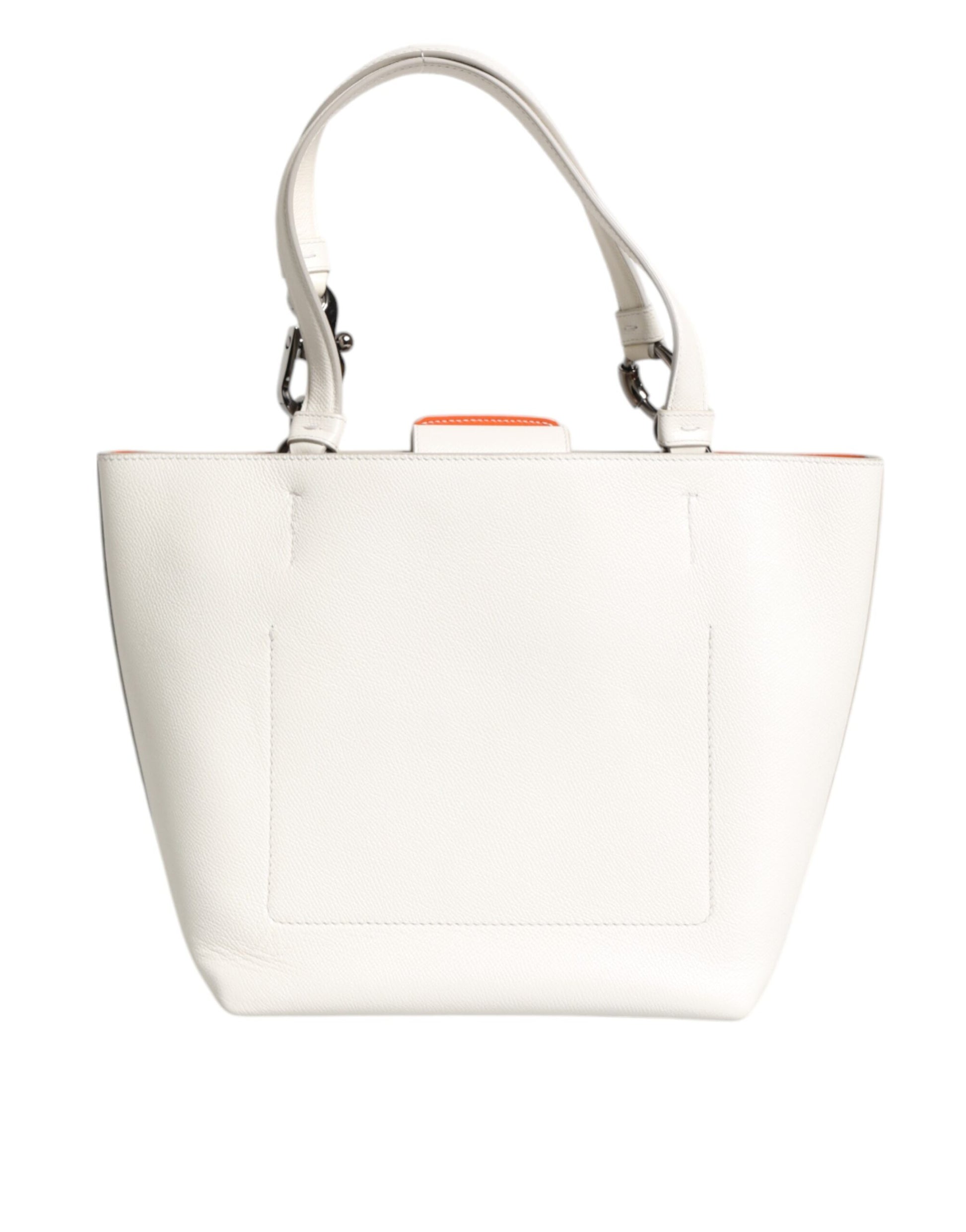 Dolce & Gabbana White Leather #DG BEATRICE Top Handle Tote Bag Dolce & Gabbana