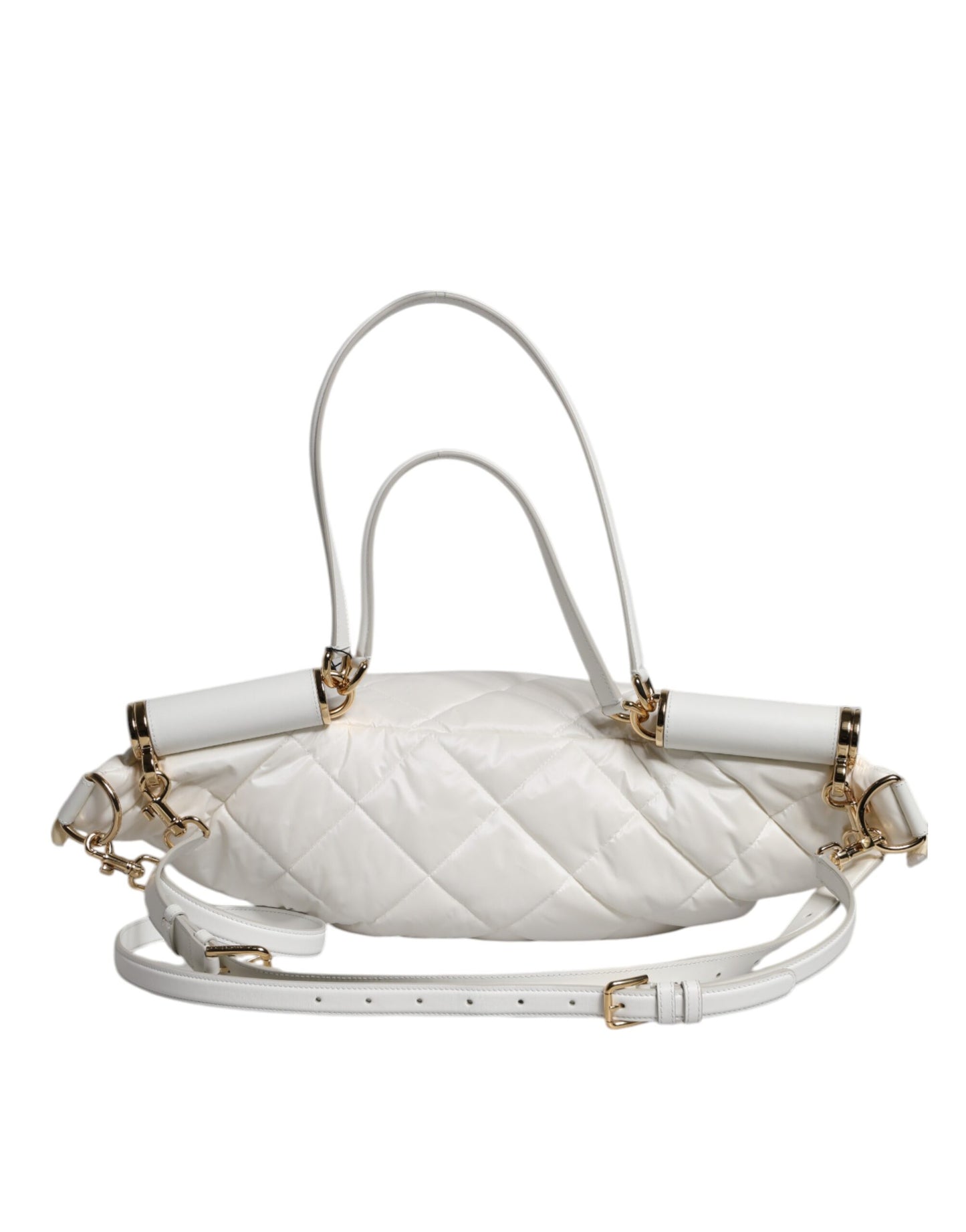Dolce & Gabbana White Quilted Logo Plaque Belt Waist Fanny Pack Bag Dolce & Gabbana