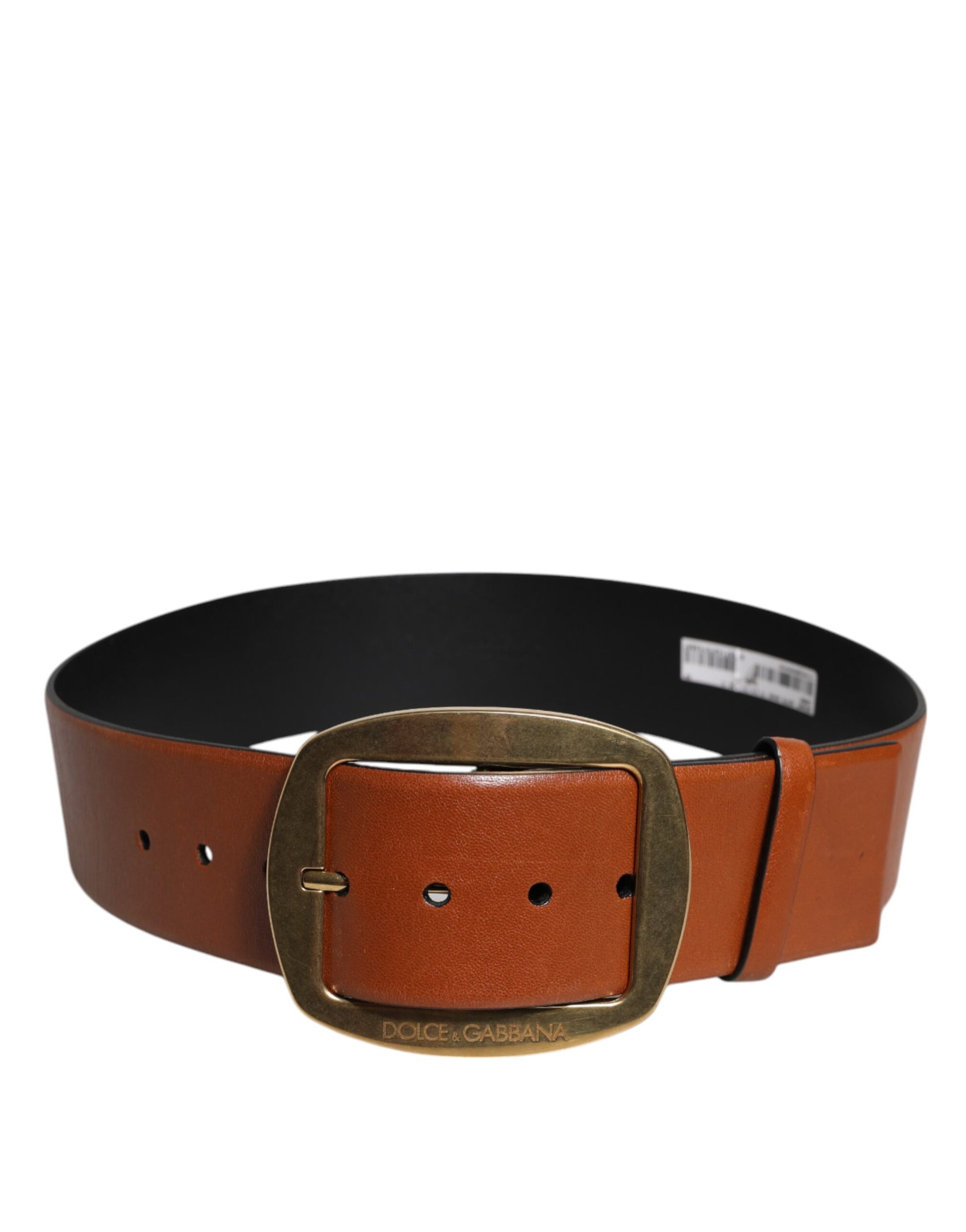 Dolce & Gabbana Brown Leather Gold Metal Buckle Classic Belt Dolce & Gabbana