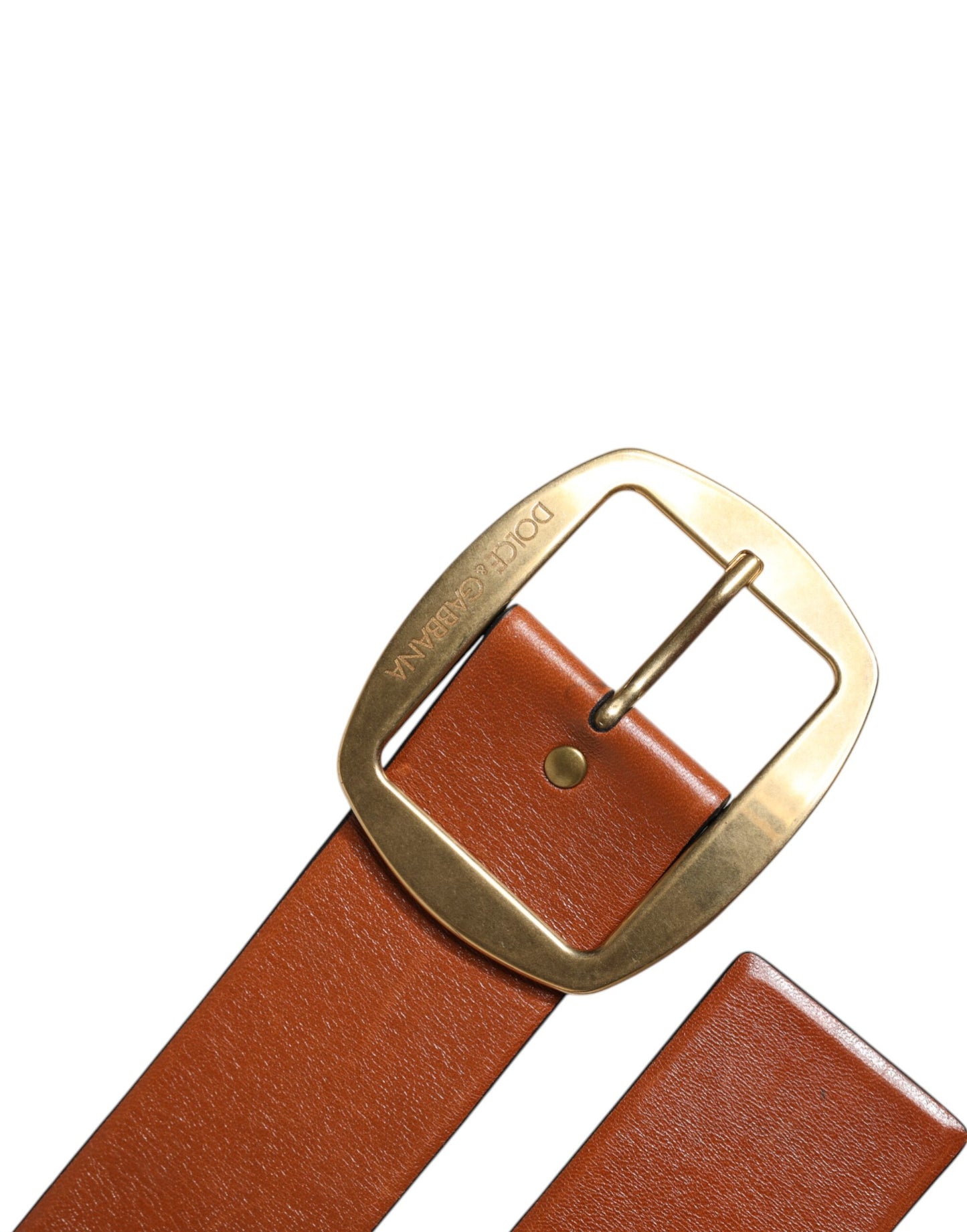 Dolce & Gabbana Brown Leather Gold Metal Buckle Classic Belt Dolce & Gabbana