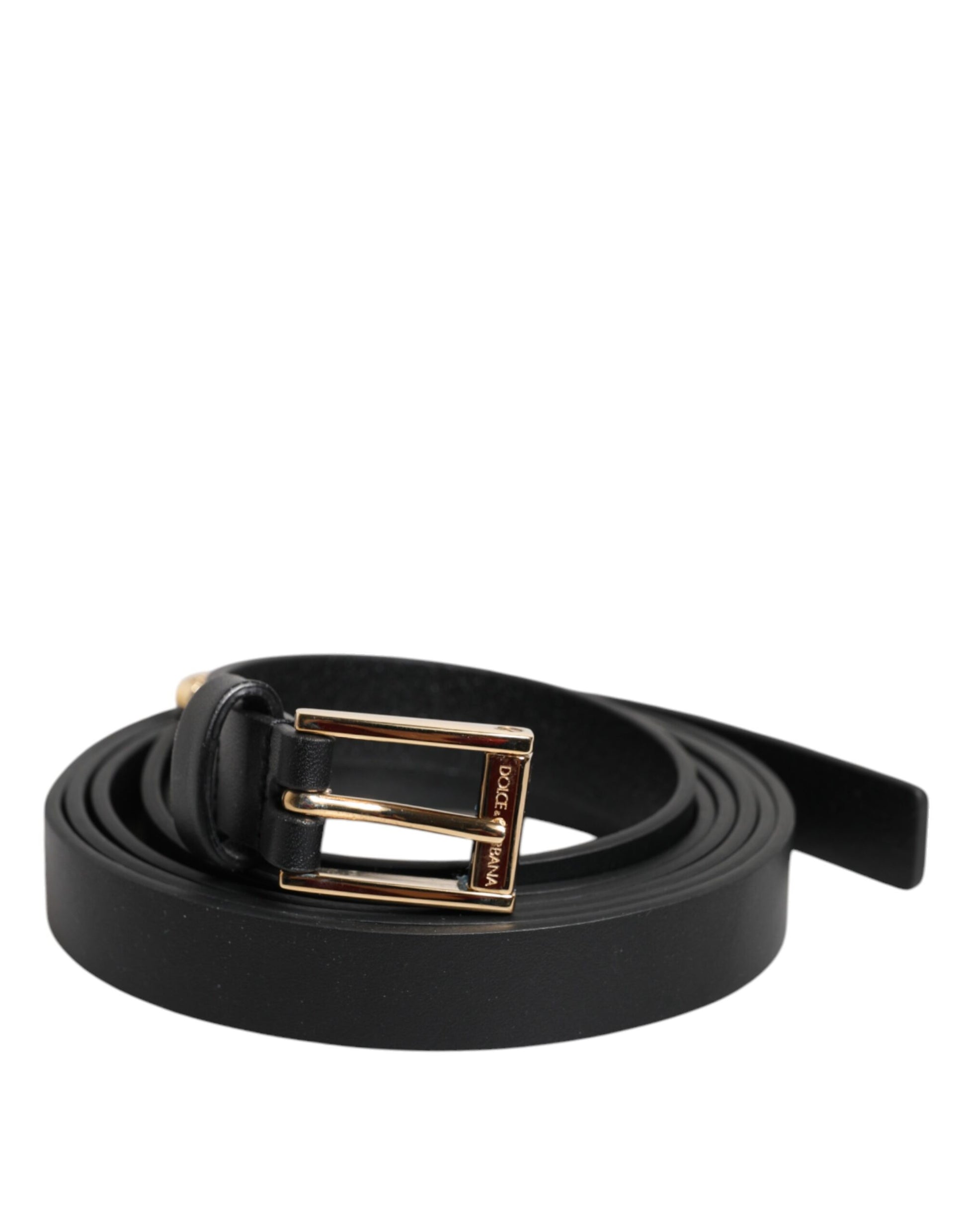 Dolce & Gabbana Black Calf Leather Gold Metal Buckle Belt Dolce & Gabbana