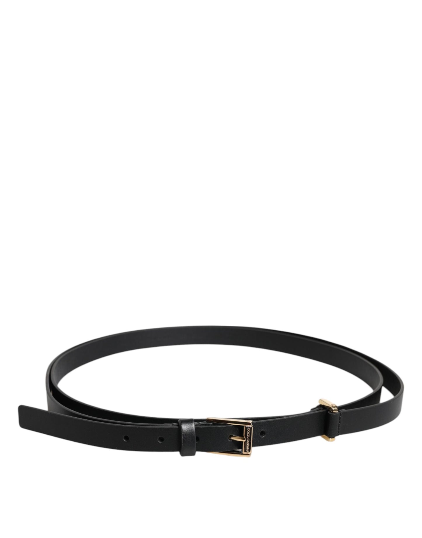 Dolce & Gabbana Black Calf Leather Gold Metal Buckle Belt Dolce & Gabbana