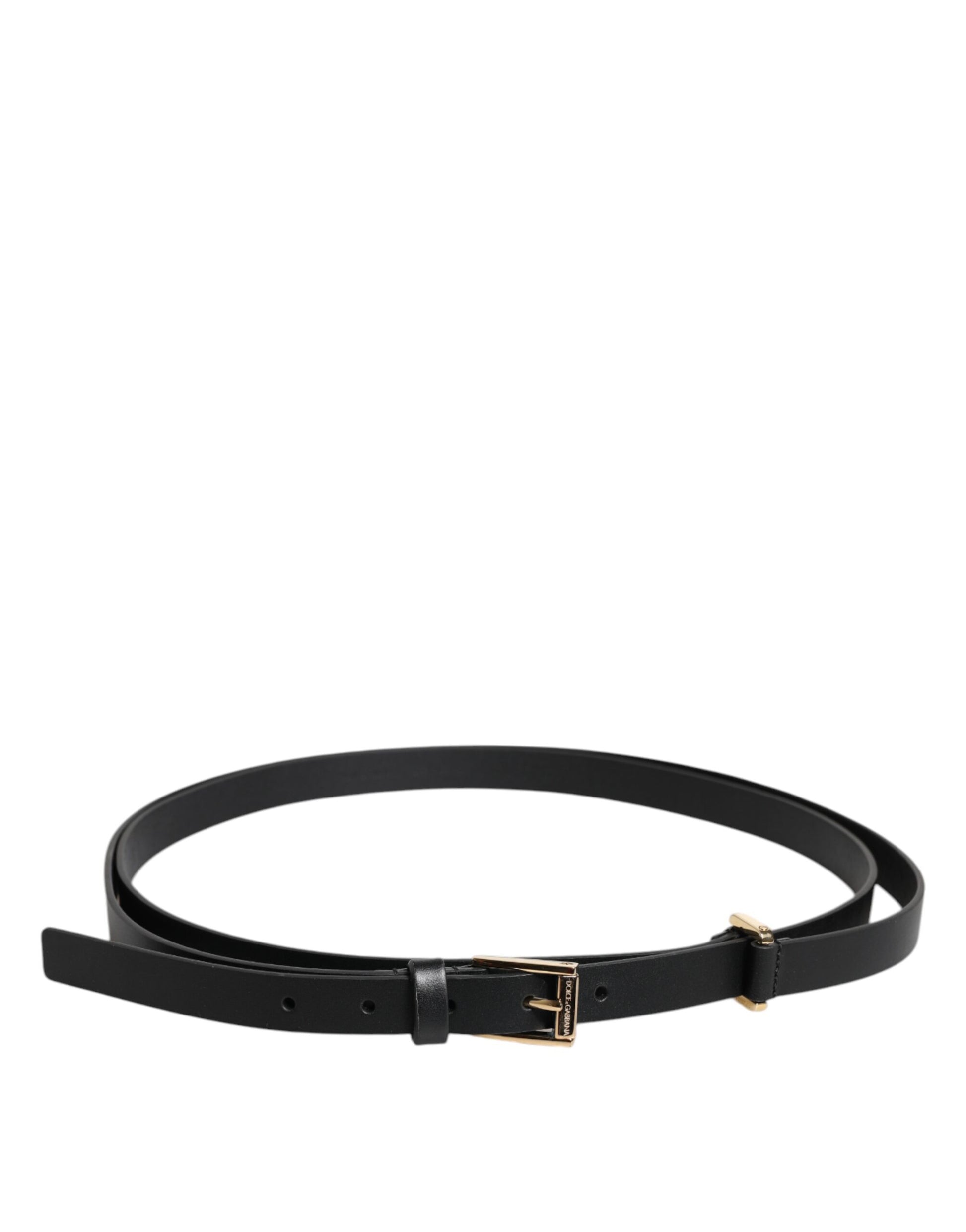 Dolce & Gabbana Black Calf Leather Gold Metal Buckle Belt Dolce & Gabbana
