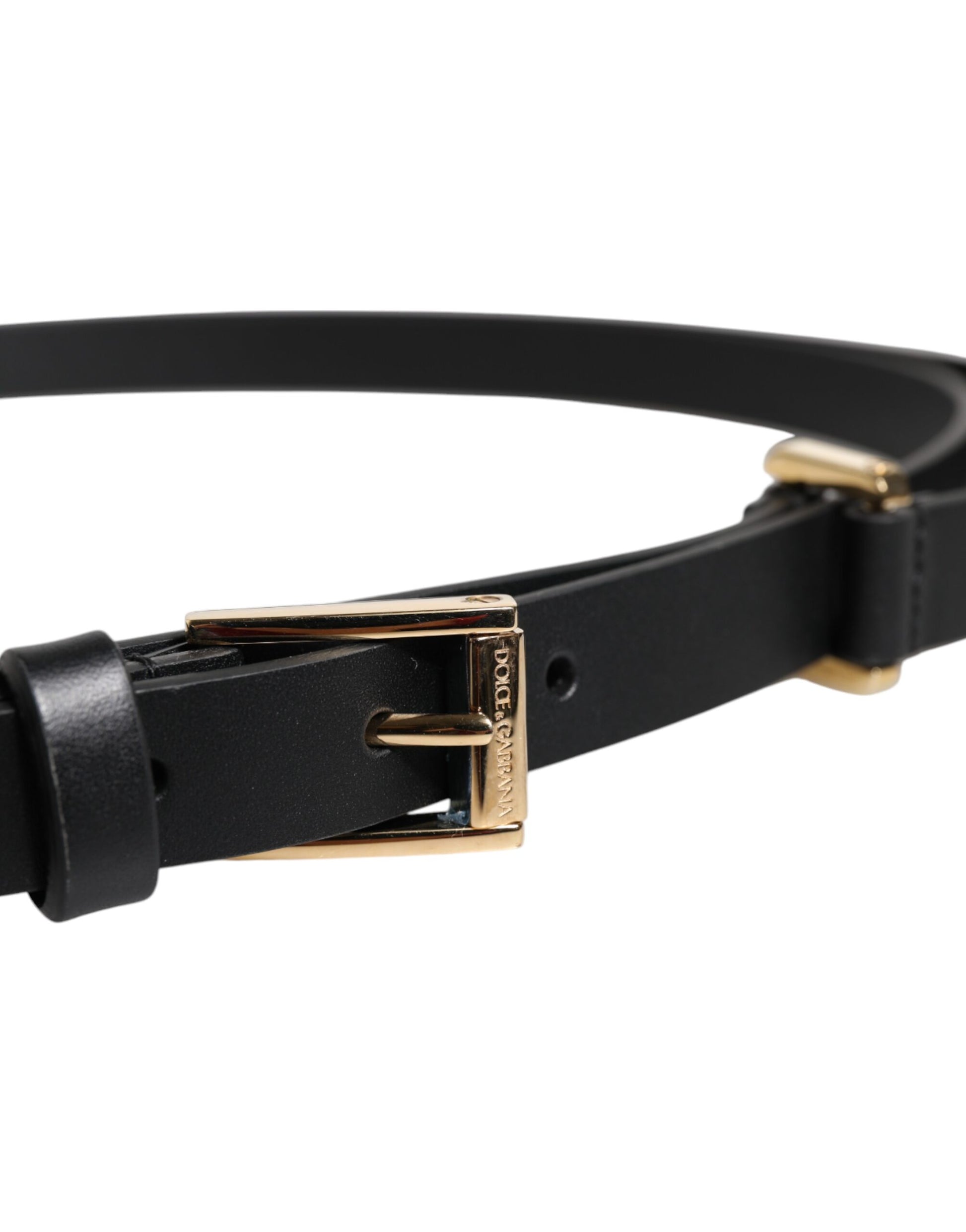 Dolce & Gabbana Black Calf Leather Gold Metal Buckle Belt Dolce & Gabbana