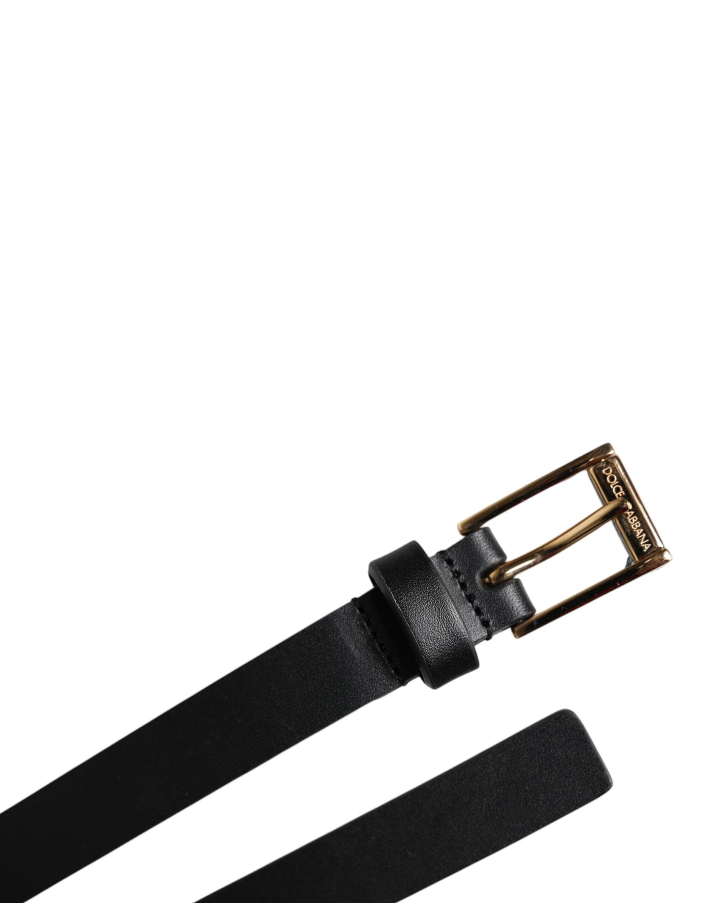 Dolce & Gabbana Black Calf Leather Gold Metal Buckle Belt Dolce & Gabbana