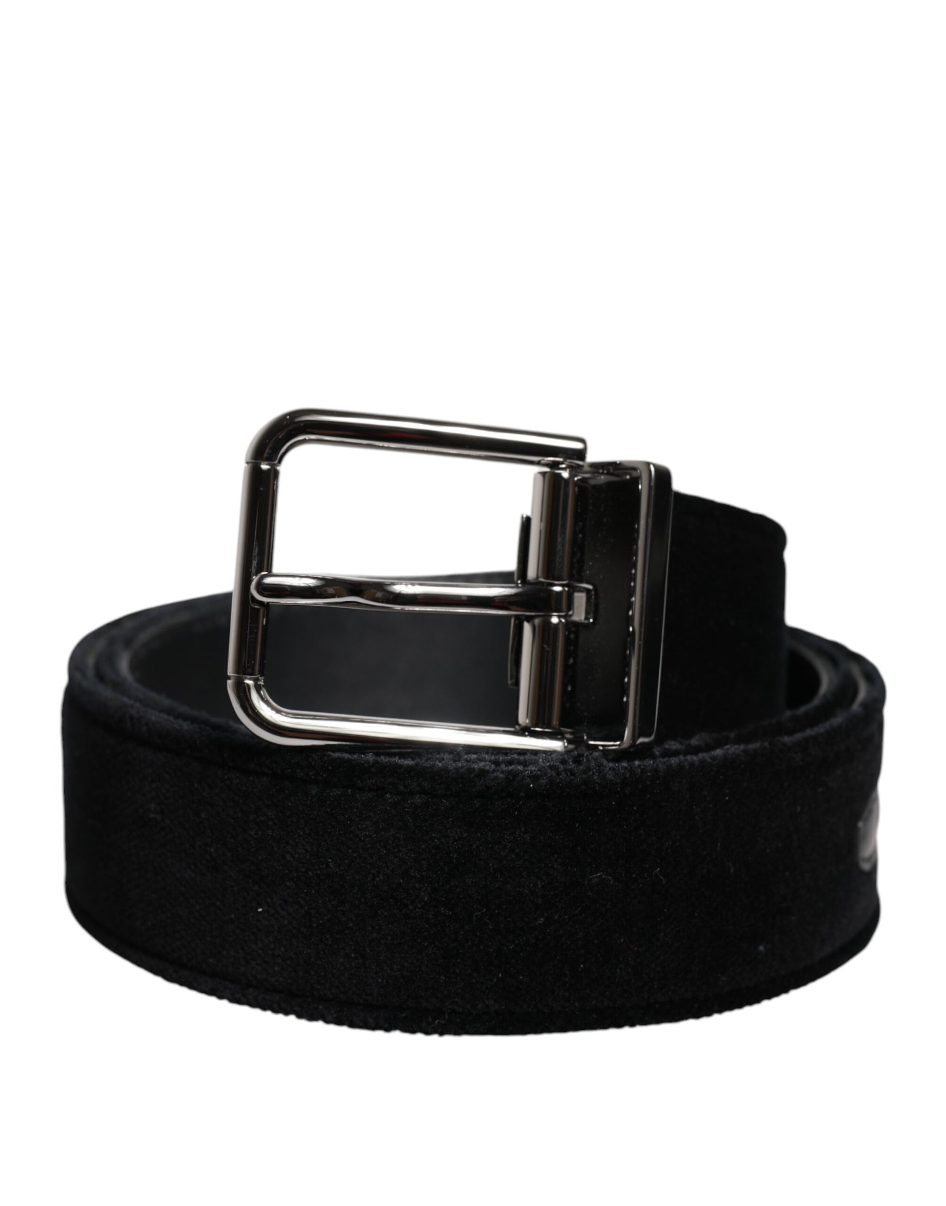 Dolce & Gabbana Black Cotton Silver Tone Metal Buckle Belt Dolce & Gabbana