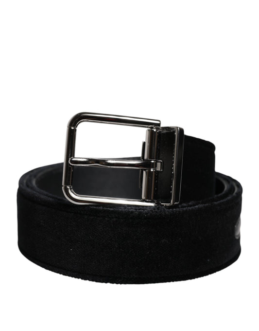 Dolce & Gabbana Black Cotton Silver Tone Metal Buckle Belt Dolce & Gabbana