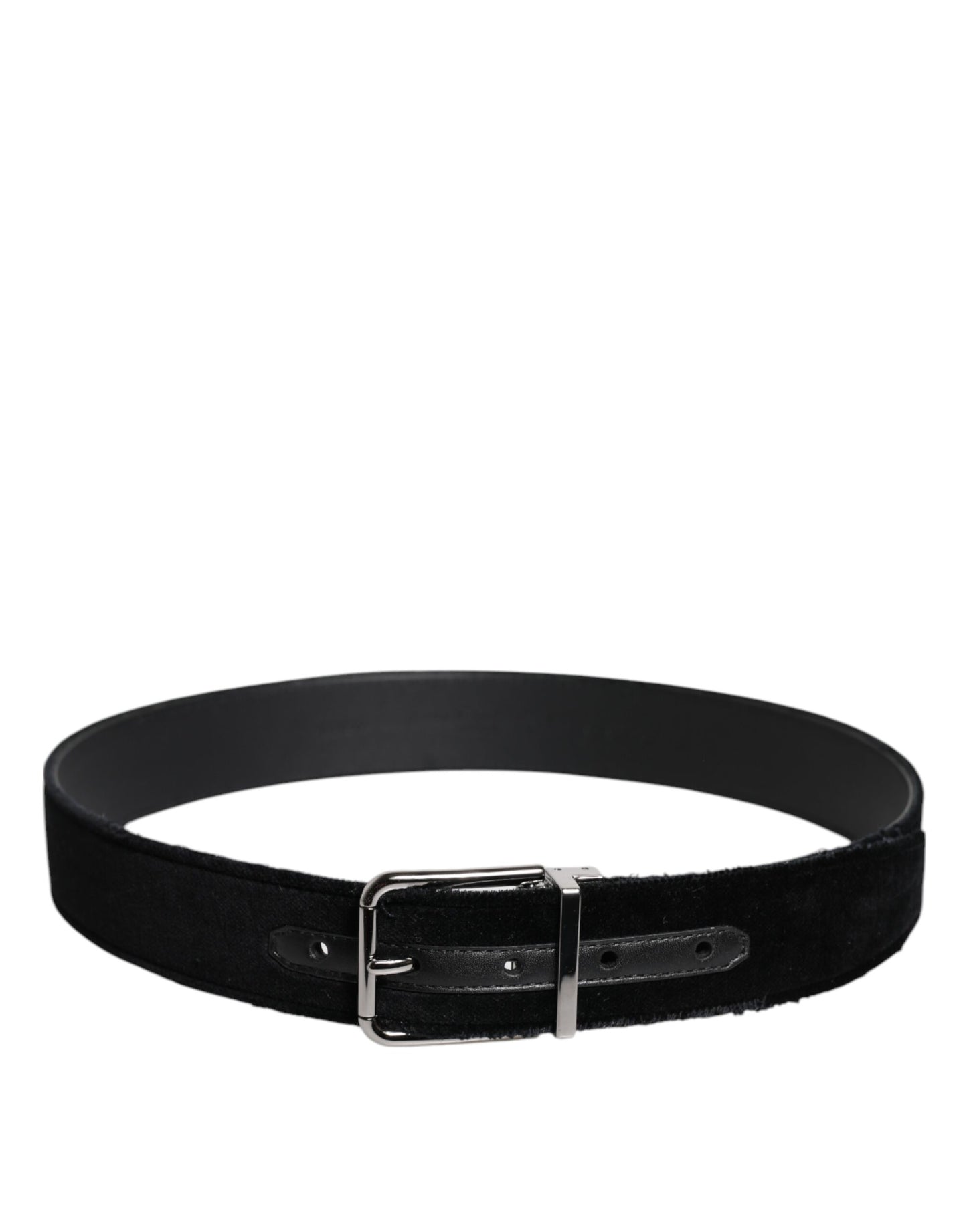 Dolce & Gabbana Black Cotton Silver Tone Metal Buckle Belt Dolce & Gabbana