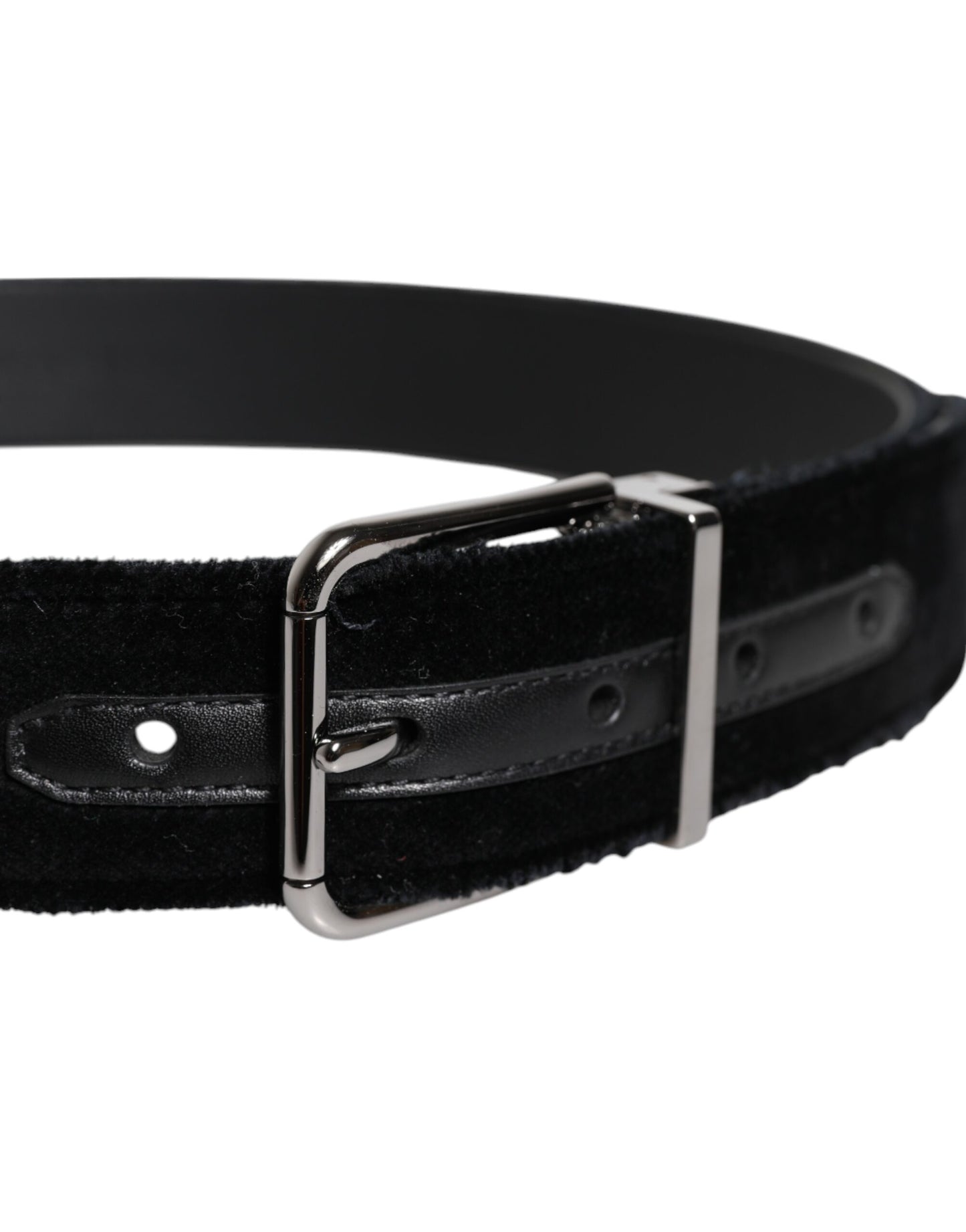 Dolce & Gabbana Black Cotton Silver Tone Metal Buckle Belt Dolce & Gabbana