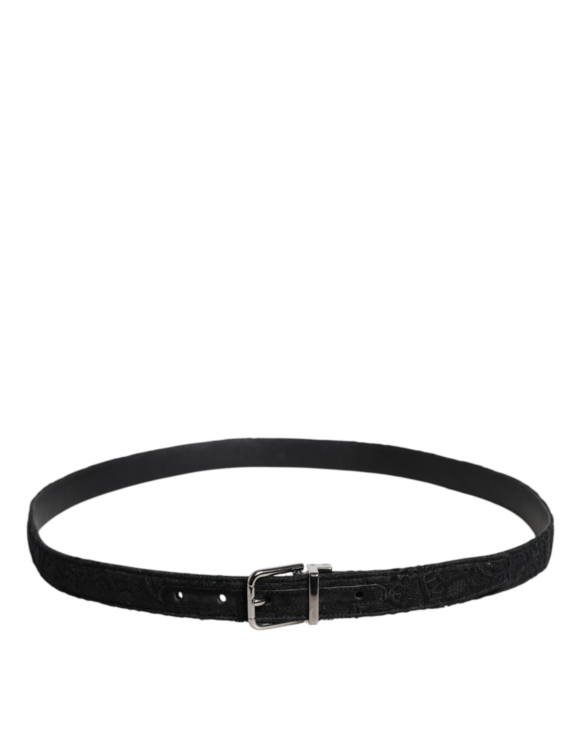 Dolce & Gabbana Black Cotton Blend Silver Metal Buckle Belt Dolce & Gabbana