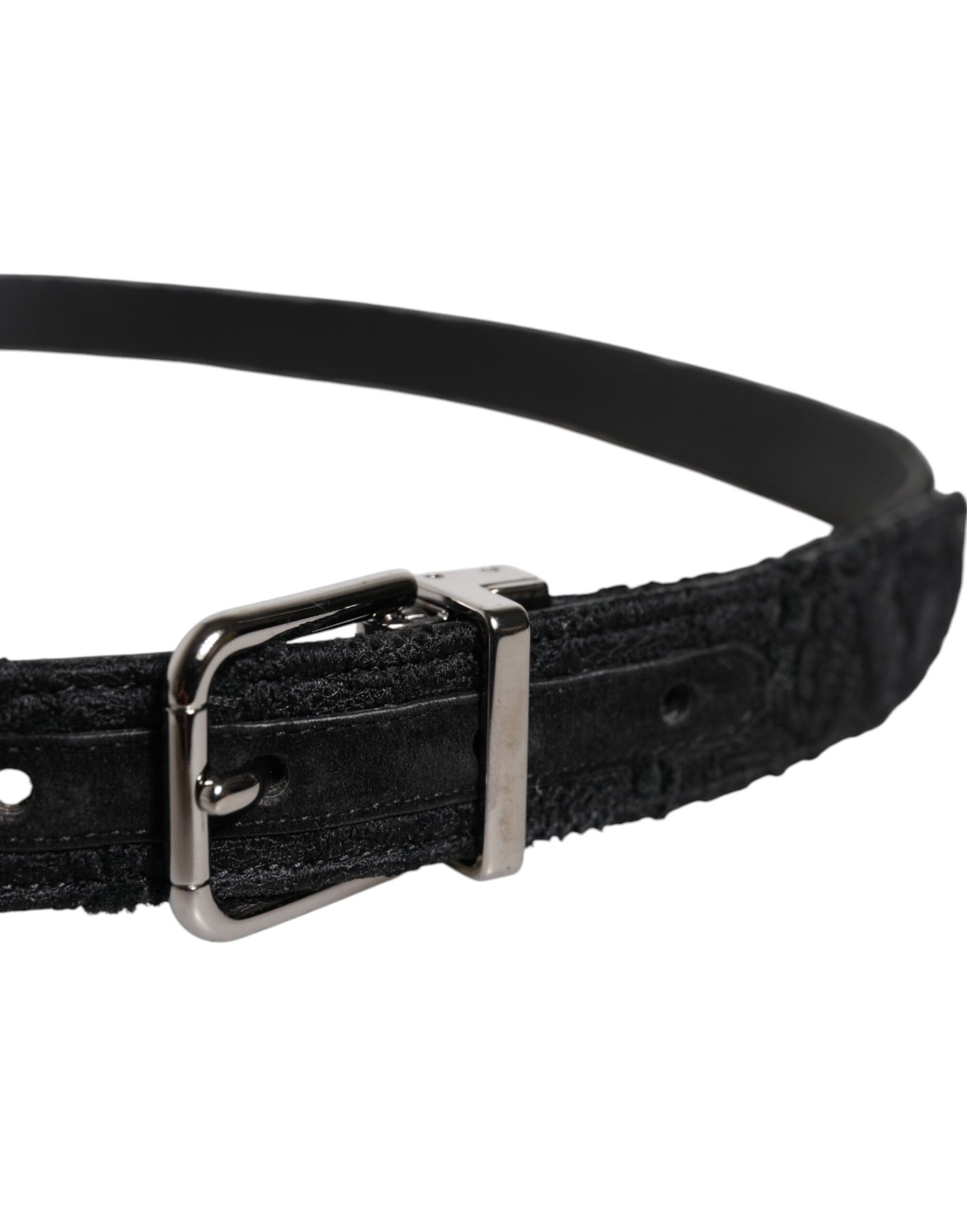Dolce & Gabbana Black Cotton Blend Silver Metal Buckle Belt Dolce & Gabbana