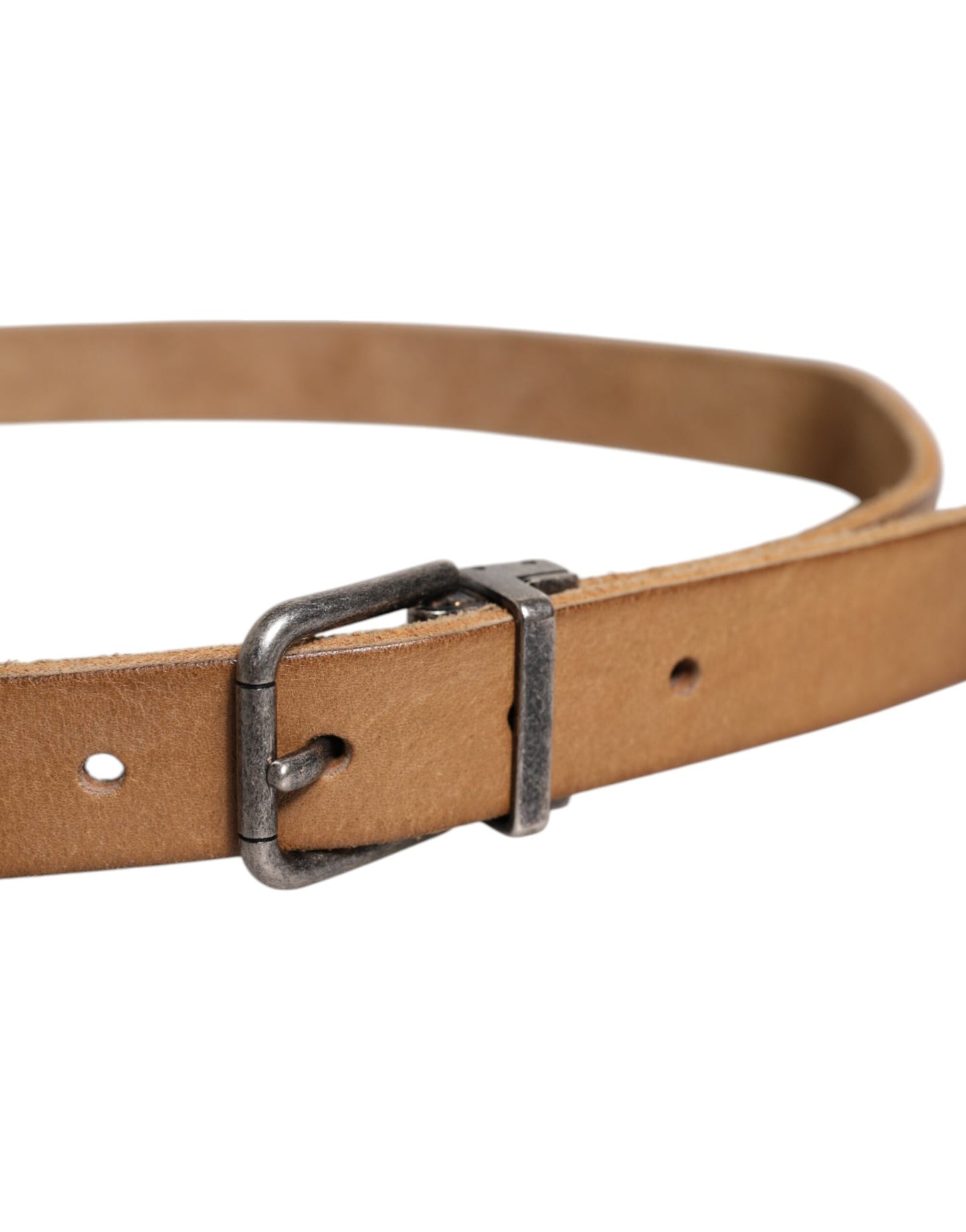 Dolce & Gabbana Brown Leather Silver Tone Metal Buckle Belt Dolce & Gabbana