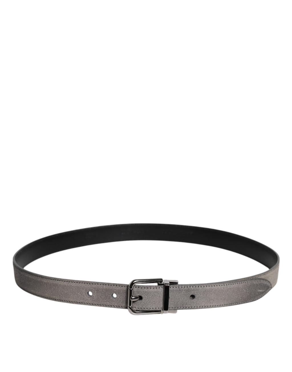 Dolce & Gabbana Gray Leather Silver Tone Metal Buckle Belt Dolce & Gabbana