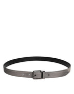 Dolce & Gabbana Gray Leather Silver Tone Metal Buckle Belt Dolce & Gabbana